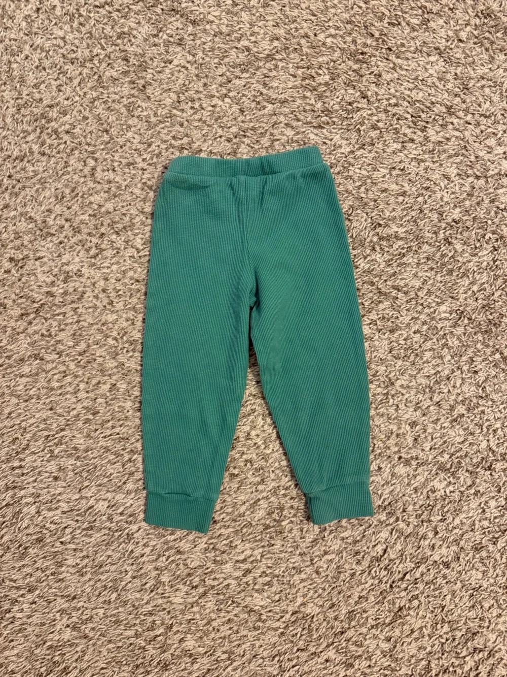 Kids Green Waffle Knit Sweatshirt & Jogger Set